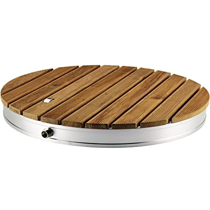 @tec Gartendusche MyGarden aus massivem Teakholz, rund, mit Bodenplatte Outdoor, dm. 70cm in Echtholz - Teakholz – Bild 6
