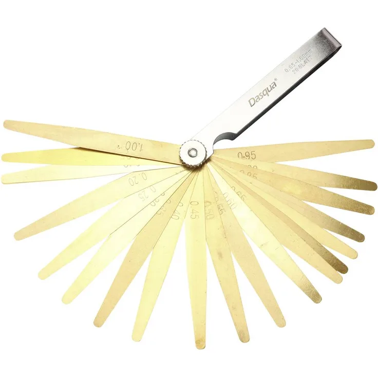 Dasqua 1620-0100 Fühlerlehre aus Messing für Zündkerzen, präzise Messlehre für effiziente Zündung