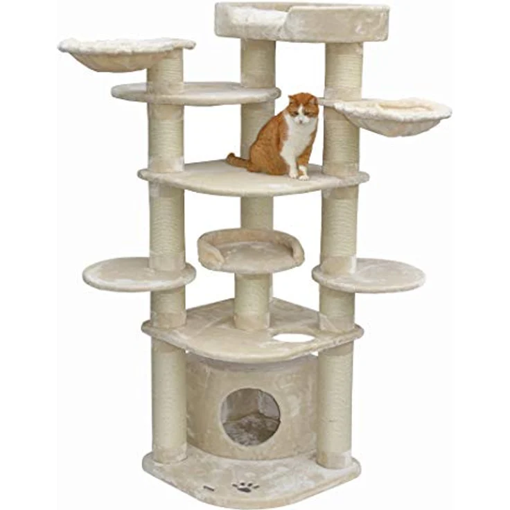 Nanook Premium Kratzbaum Gigant Deluxe XXL deckenhoch Katzenbaum für große Katzen Kletterbaum stabil standfest 15 cm Ø Kratzstamm, beige – Bild 1