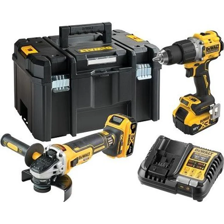 DEWALT DCK2026P2T-QW Combo Set DCD805 + DCG405, 18 V XR, 2 × 5.0 Ah, schwarz