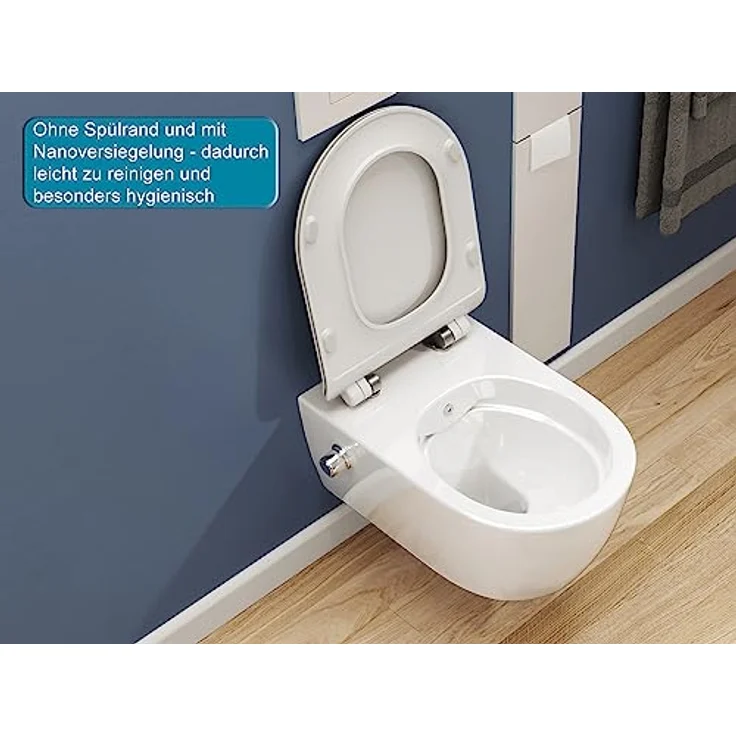 SSWW | Modernes Dusch-WC, spülrandlose Taharet Toilette mit Absenkautomatik, Toilette mit Bidet-Funktion | 54,5 cm lang - Preisvergleich – Bild 4