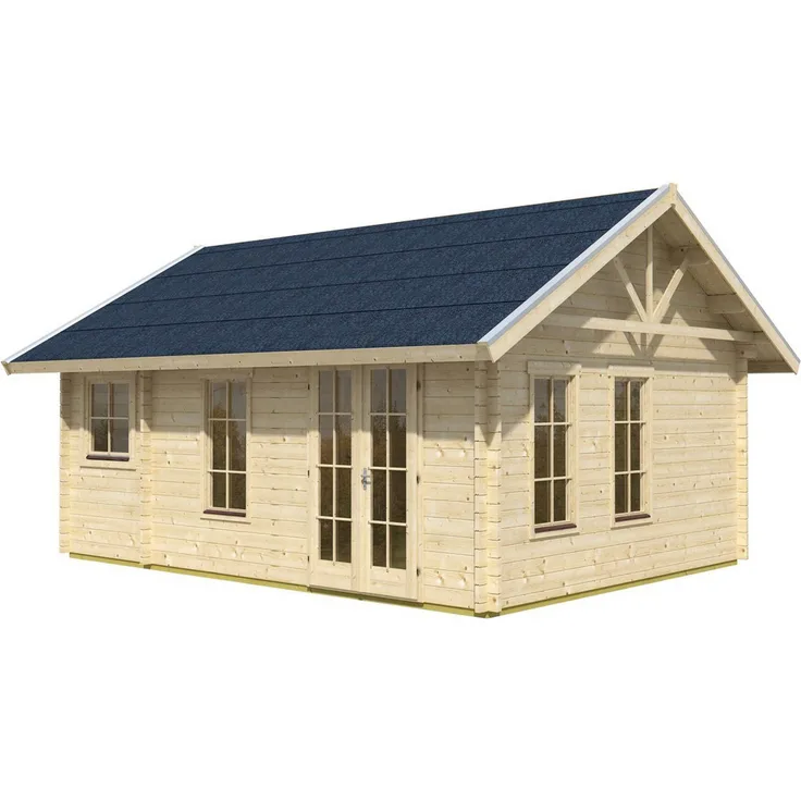 Skanholz Gartenhaus Toronto 2, BxT: 500x640 cm, mit 2. Schalung, hochwertiges nordisches Fichtenholz, 70 mm Wandbohlen, Chalet-Eckfräsungen, und Isolierglasfenster mit Gummidichtung, naturbelassen