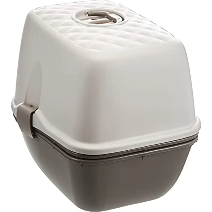TRIXIE 40162 Katzentoilette Berto Top, mit Haube, Trennsystem, 39 × 42 × 59 cm, Taupe/helltaup – Bild 2