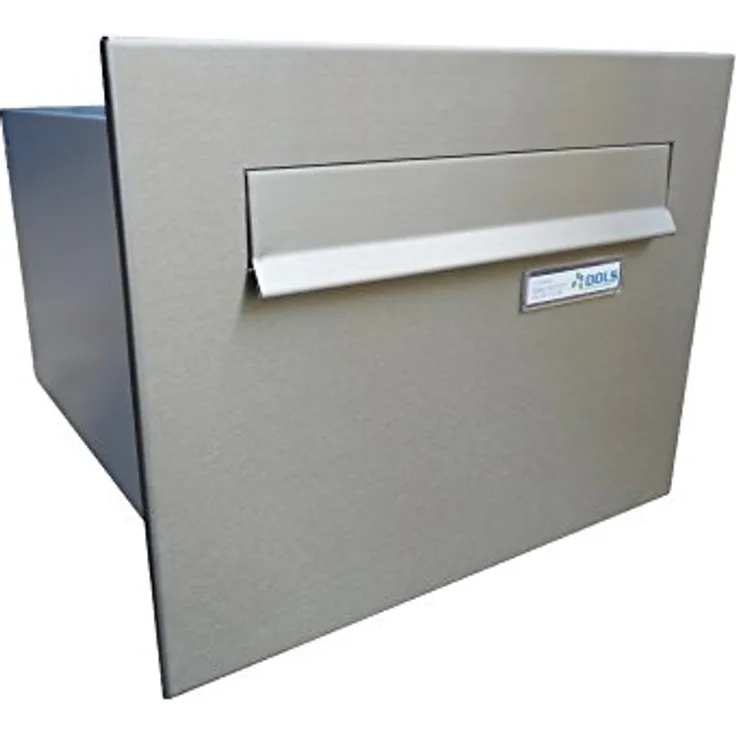 Letterbox24 B-24 XXL Edelstahl Mauerdurchwurf Briefkasten mit Namensschild (Tiefe: 38,5 cm) - wetterfest und langlebig