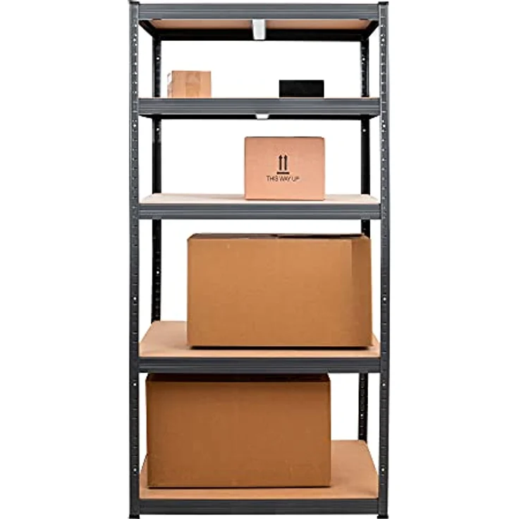 STIER Steck-Fachbodenregal, Fachlast 350kg, Feldlast 1750kg, HxBxT 1800x900x600 mm, stabiles Stahlgestell, 5 Böden – Bild 2