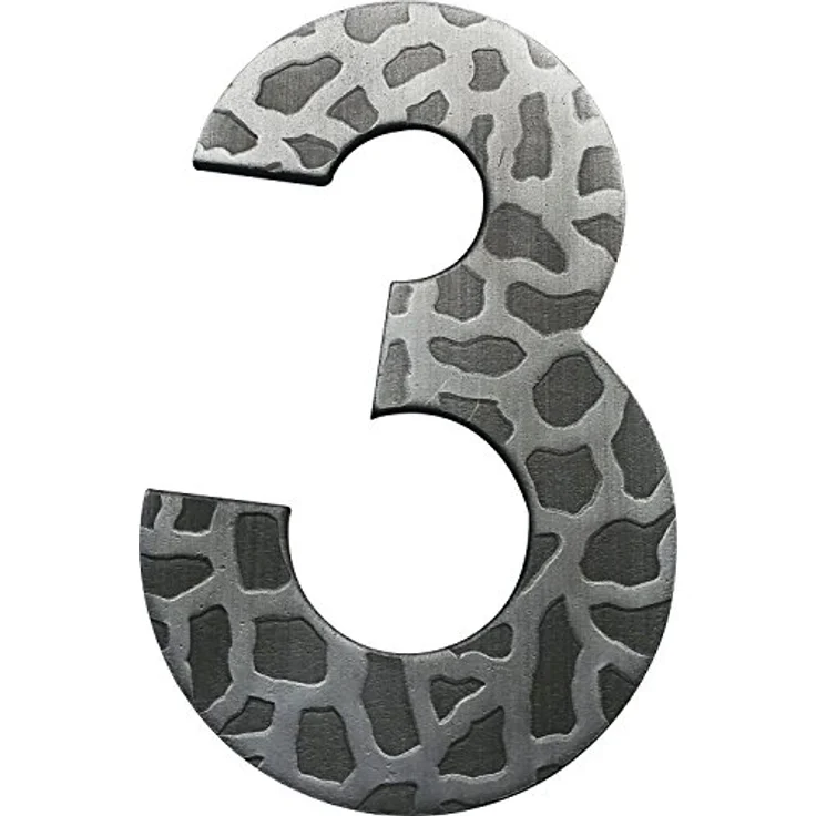 Schösswender Hausnummer Ziffer "3", Schmiedeeisen antik, Höhe 120 mm, schwarz verzinkt, inkl. Schrauben und Dübel