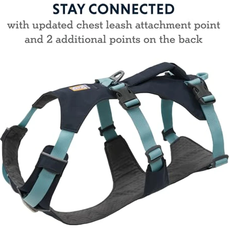 Ruffwear Flagline Hundegeschirr mit Griff, Lleichtes, Verstellbares Gehgeschirr, 3 Leinenbefestigungspunkte, verstärktes Gurtband und starker V-Ring aus Metall Basalt Grey Medium – Bild 4