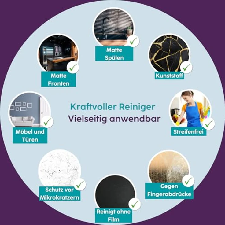 HOTREGA® Küchenfronten-Reiniger, materialschonender Intensivreiniger für matte Oberflächen, säure- und laugenfrei, 750 ml – Bild 4