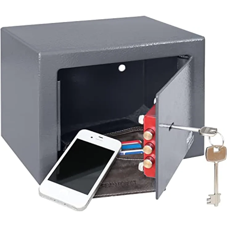HMF 49216-11 Safe Tresor klein mit Schlüssel, Möbeltresor | 23 x 17 x 17 cm | Anthrazit – Bild 3