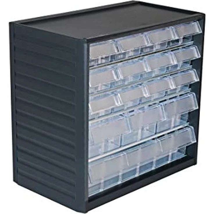 Treston 290C-3 Kleinteilemagazin 290C, BxTxH 310x180x290 mm, grau, bxtxh 310x180x290 mm - kombi mit 37228 schubladen glasklar – Bild 1