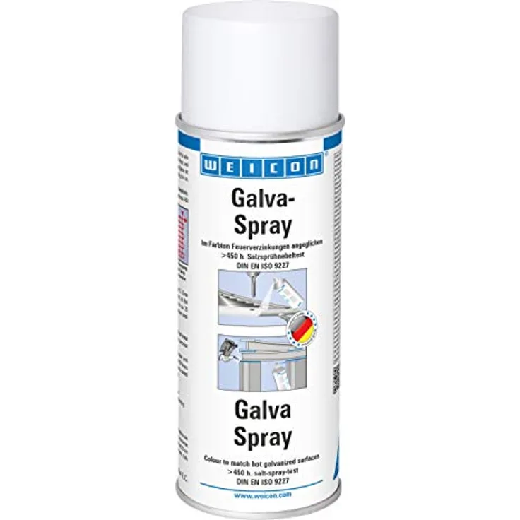 WEICON Galva-Spray 400 ml | langanhaltender Rostschutz | Metallbearbeitung | Farbton: wie eine frische Feuerverzinkung