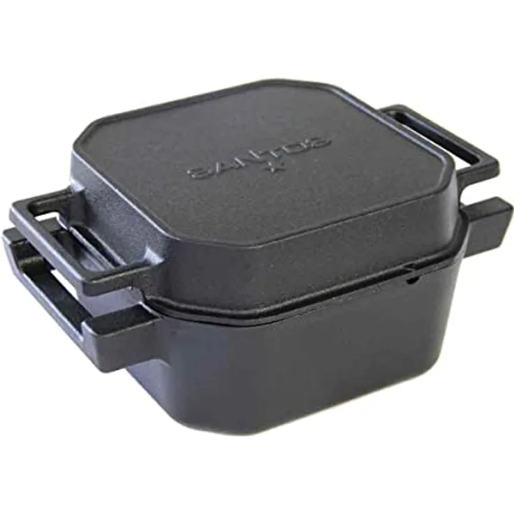 SANTOS Square Dutch Oven mit Deckel - Quadratischer Schmortopf - 6,5L/7Qt Feuertopf - Gusseisen - patentiertes Design - dickwandig, langlebig, robust