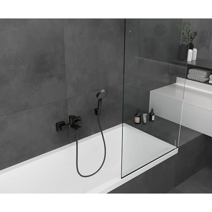 hansgrohe Wannenarmatur Vernis Shape, Aufputz Einhebelmischer für 2 Funktionen, Mattschwarz, Durchflussmenge bis 22,5 l/min – Bild 5
