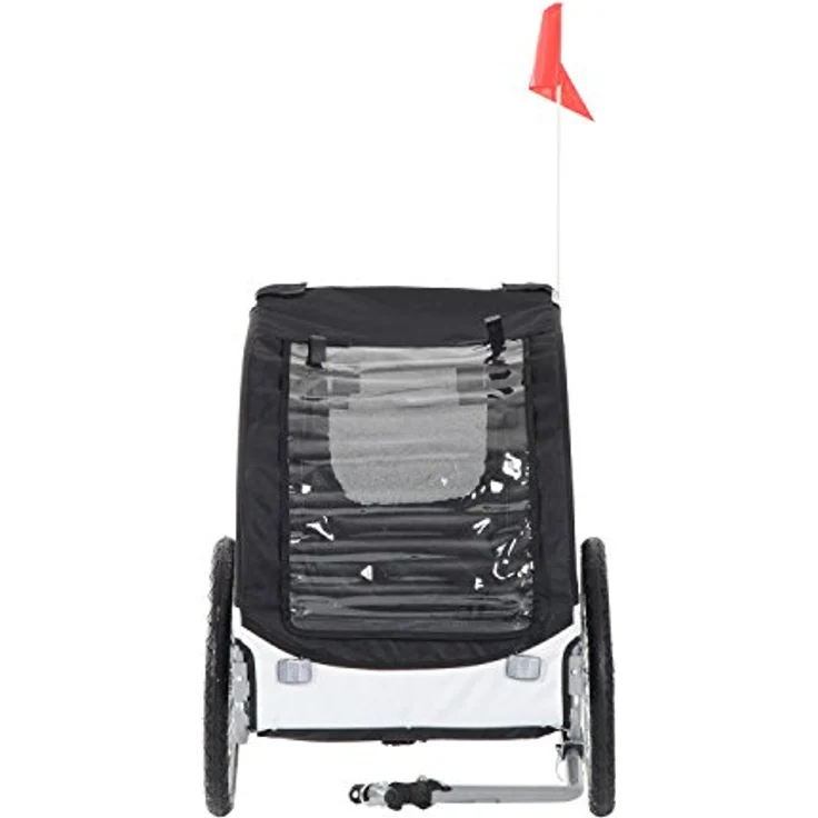 Pawhut Hundeanhänger Fahrradanhänger Hundetransporter Hunde Fahrrad Anhänger Weiß+Schwarz 130 x 73 x 90 cm – Bild 4