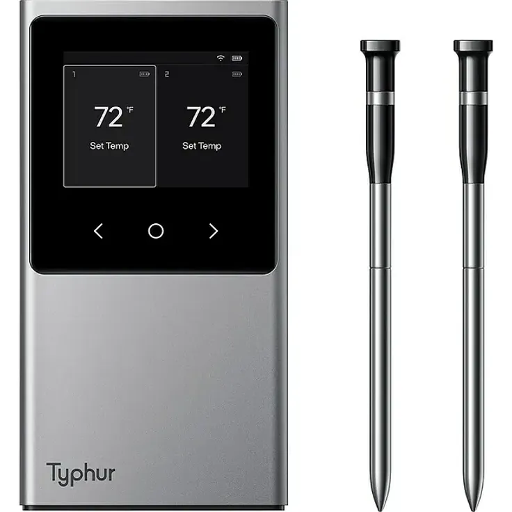 Typhur Grill-Thermometer Sync Dual, kabellos mit Bluetooth/Wi-Fi, 3-tlg. Set, wasserdicht, 50 Stunden Akkulaufzeit, Temperaturfühler bis 300°C