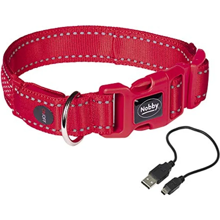 Nobby Halsband FLASH MESH, rot, S-M: L: 38-45 cm, B: 25 mm, 1 Stück