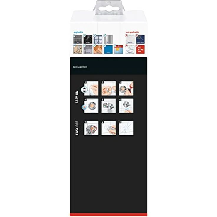 tesa LOXX WC-Garnitur, satiniertes Glas und verchromter Edelstahl - Toilettenbürsten-Set zur Wandbefestigung ohne Bohren, inkl. Klebelösung - 160 mm x 379 mm x 112 mm – Bild 2