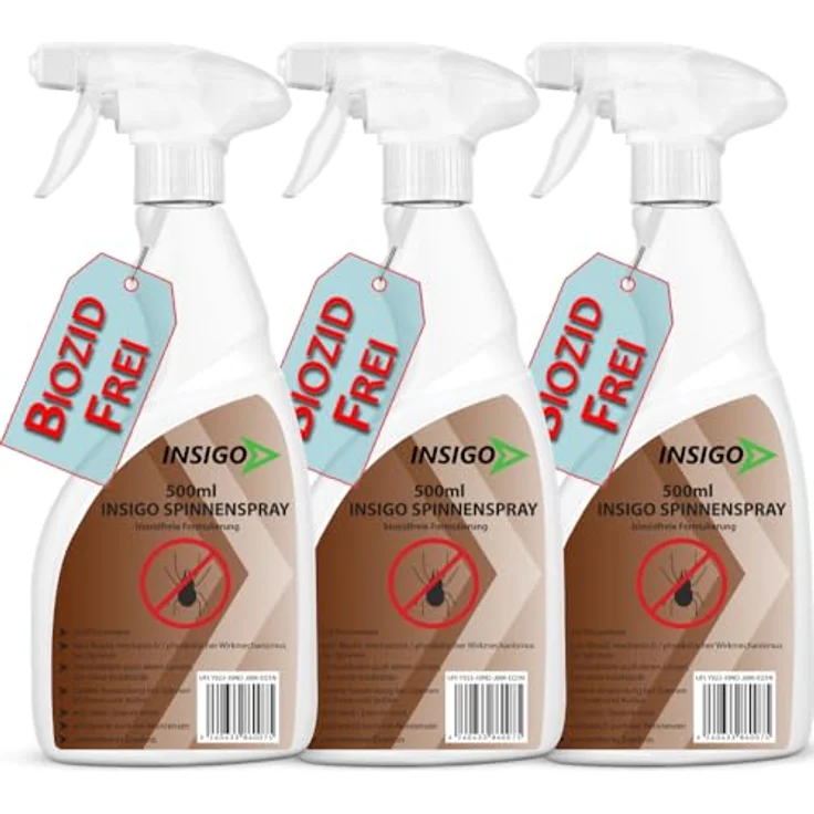 INSIGO Insektenspray Spinnen-Spray, hochwirksam gegen Spinnen, 1.5 l, biozidfreie Wasserbasisformel, geruchsarm, brennt/ätzt nicht – Bild 1