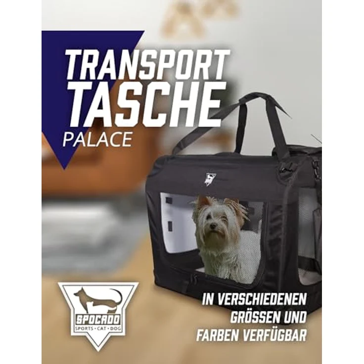 Spocado Palace Transporttasche für Hunde und Kleintiere - vielseitige Öffnungen, doppelte Tragegriffe, optimale Frischluftzufuhr - Schwarz, 60 x 42 x 42 cm – Bild 2