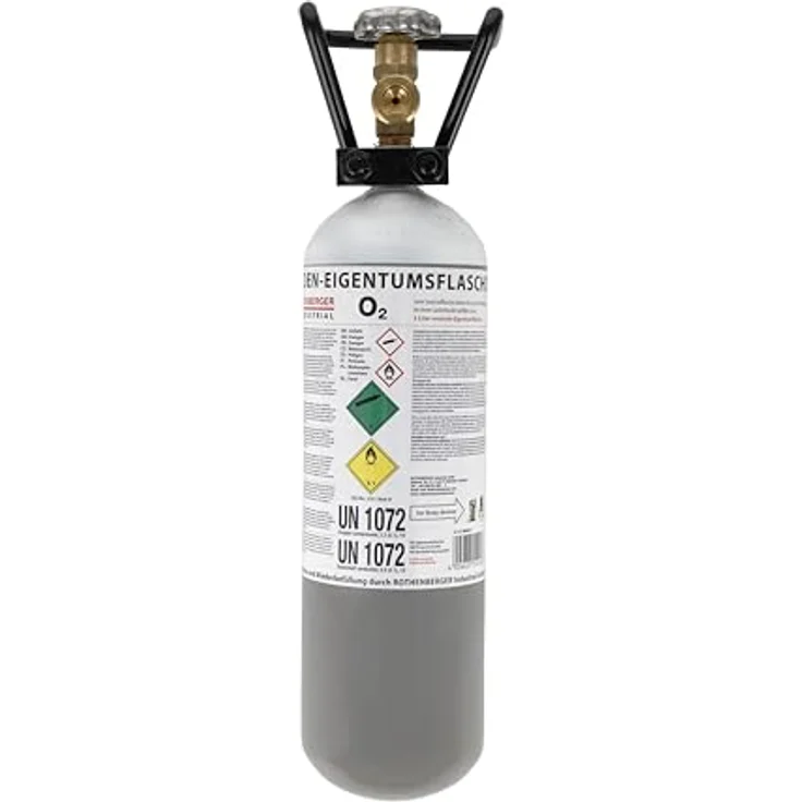 Rothenberger Industrial Sauerstoffflasche 2l wiederbefüllbar 400l Sauerstoff, Mehrwegflasche, blau – Bild 1