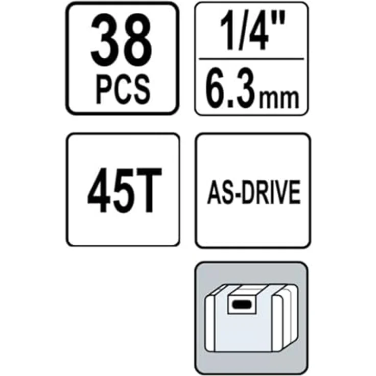 YATO Werkzeugsatz 1/4'''' 38-TLG. xs 58640, System-Koffer mit 1/4"-Ratsche, Steckschlüsseln und diversen Bits – Bild 4