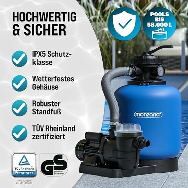 Sandfilteranlage 11.000 L-h mit Vorfilter und XXL Tank + 700g Filterbälle Polysphere Filterwatte Filter Balls – Bild 6