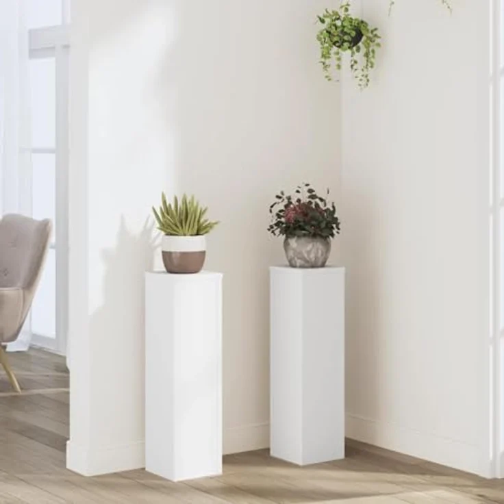 vidaXL Blumenständer Pflanzenständer 2 Stk Weiß 17x17x60 cm Spanplatte – Bild 3