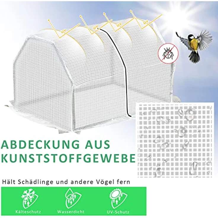 Outsunny Foliengewächshaus, Mini Gewächshaus, UV-beständige Frühbeet, Treibhaus, Tomatenhaus für Garten zur Aufzucht, Weiß, 99 x 71 x 60 cm – Bild 4
