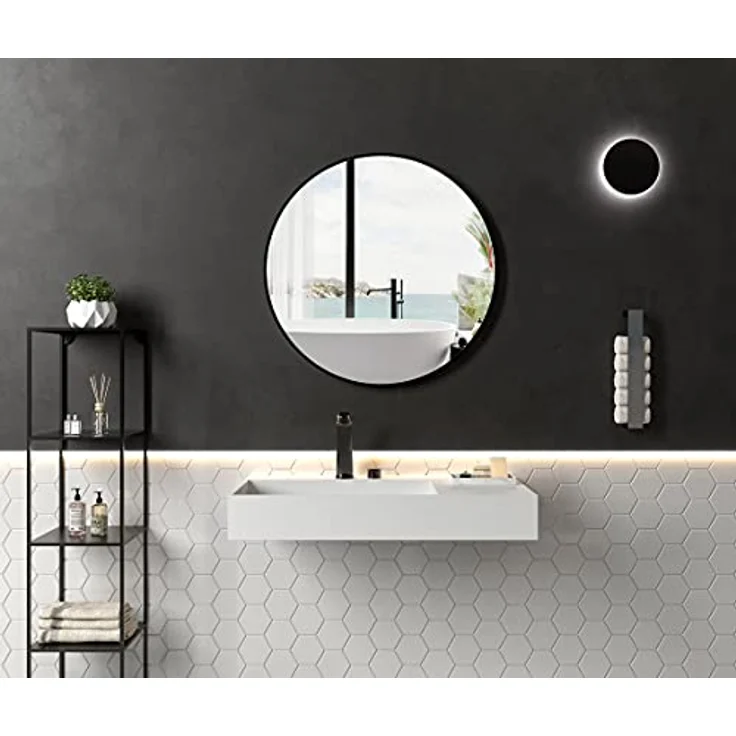 Bernstein Badshop Wandwaschbecken aus Mineralguss PB2015 weiß - rechteckiges Waschbecken - inkl. Pop-Up - Preisvergleich – Bild 4