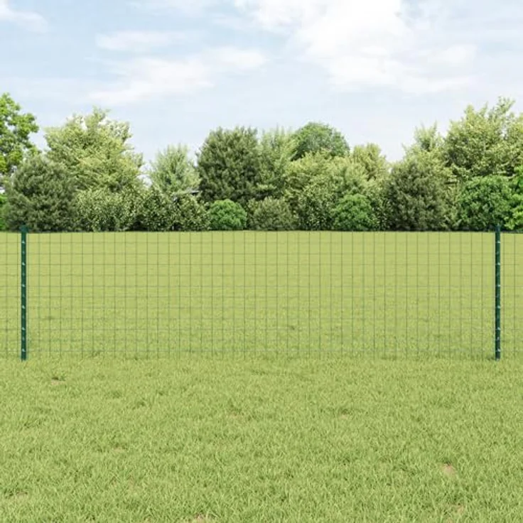 vidaXL Zaunpfosten Set, 11-teiliges U-Kanal System aus pulverbeschichtetem Stahl, grün, 60 cm – Bild 2