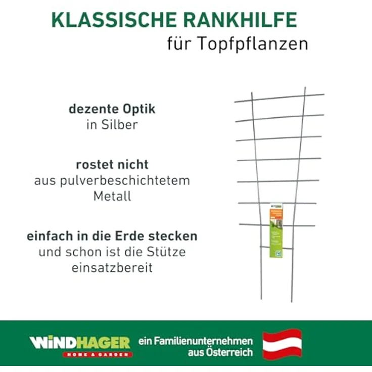 Windhager Blumenstütze, Rankhilfe, Gitterspalier, Rankgitter für Topfpflanzen, Metall, 77 x 34 cm, 05709 – Bild 5
