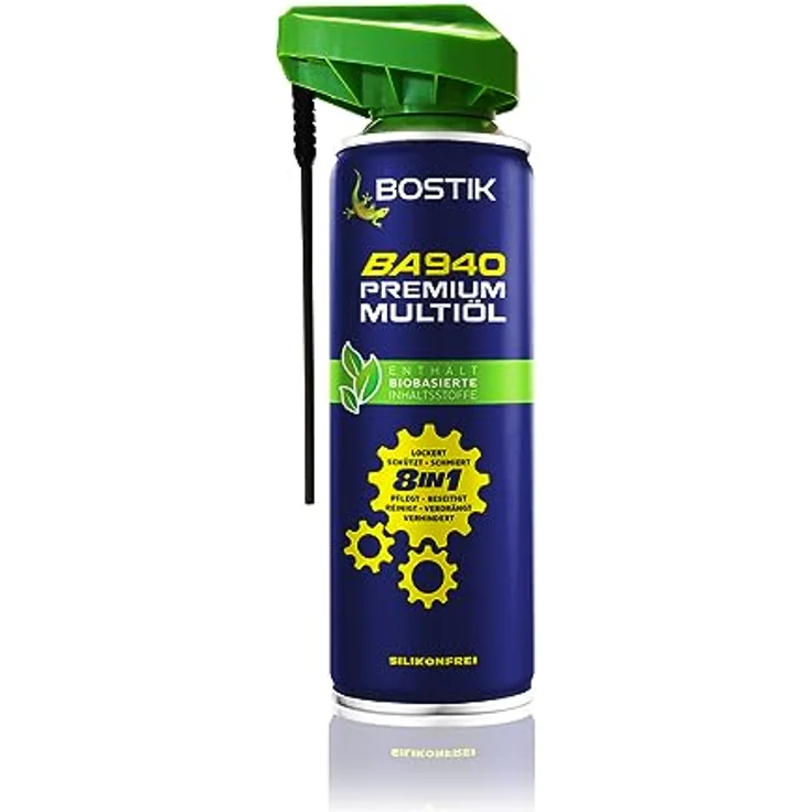 Bostik Multifunktionsspray BA940 Premium Multiöl 8in1, Biobasierte Inhaltsstoffe, Transparentes Öl, Sprühen aus jeder Position, Cobrakopf für Punktgenaues und Flächige Sprühen, 300 ml – Bild 1
