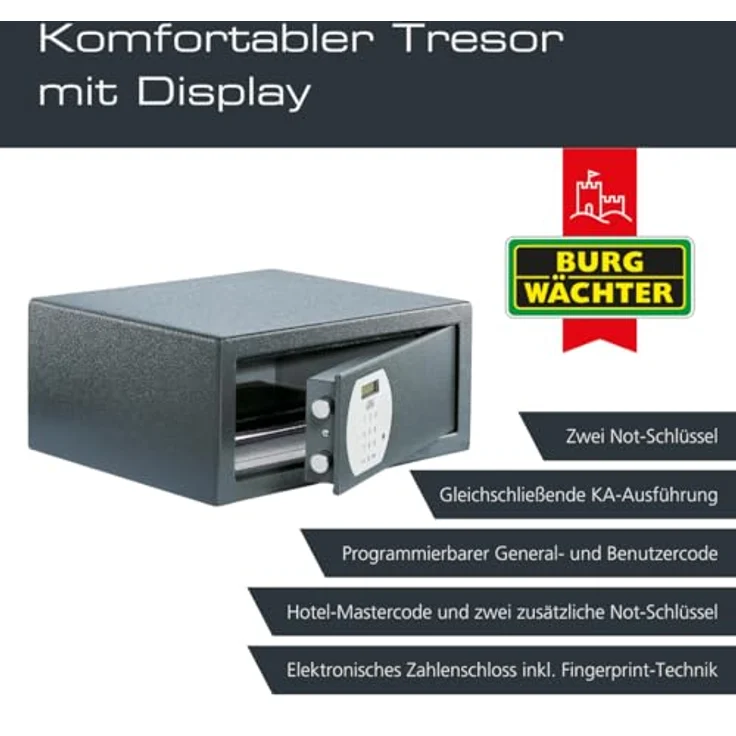 Burg Wächter Möbeltresor Pure-Safe PS 130 E LAP KA 4, anthrazit, elektronisches Zahlenschloss, Hotel Tresor 27,4 l 14 kg – Bild 4