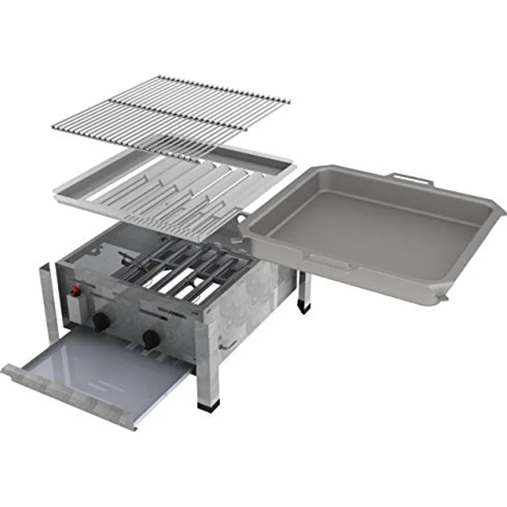 ChattenGlut Gasgrill Gastrobräter 7,3kW mit Rost und Pfanne, Edelstahl, Made in Germany, brennstark und effizient – Bild 7