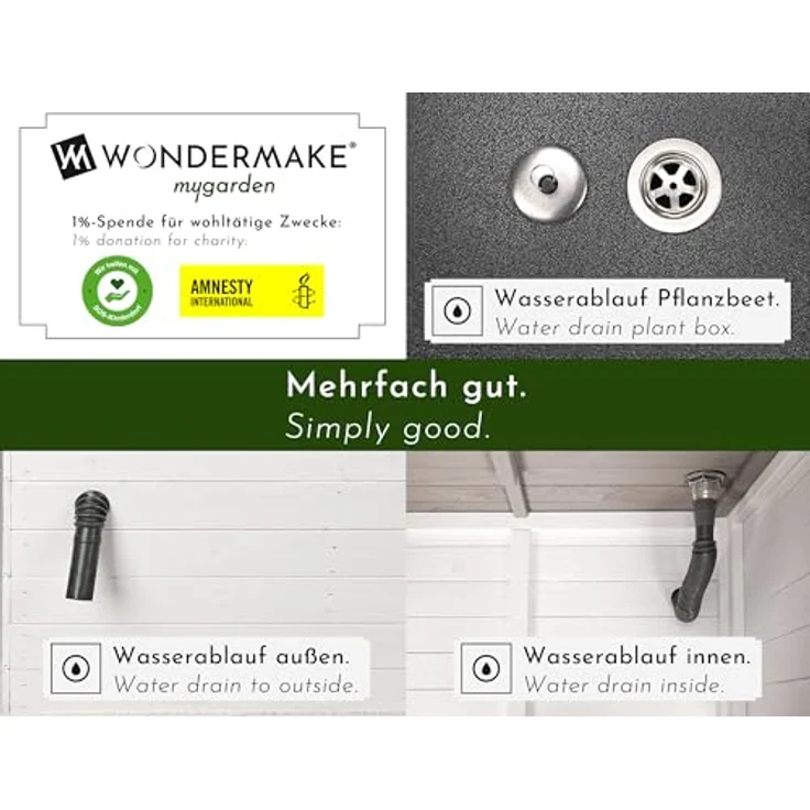 WONDERMAKE Mähroboter-Garage XL mit Wasserablauf und Pflanzkasten, Holz grau anthrazit, BxTxH: 78,5x96x57 cm, für die meisten Mähroboter – Bild 2