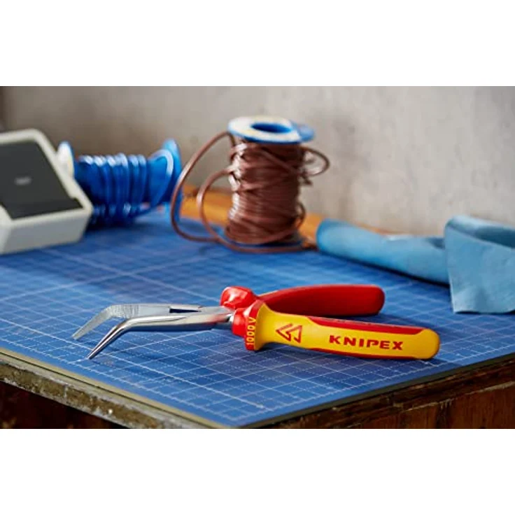 KNIPEX 26 26 200 Flachrundzange mit Schneide (Storchschnabelzange) verchromt isoliert mit Mehrkomponenten-Hüllen, 200 mm – Bild 2