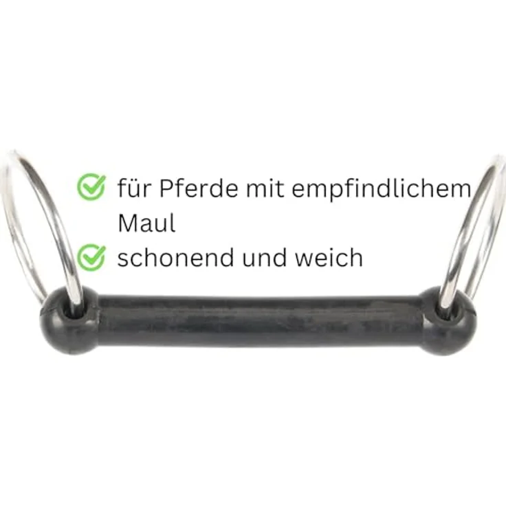 AMKA Gummi Trense Gummi Stangengebiss biegsam Stärke 18 mm, Ringe 65 mm, strapazierfähig, schwarz – Bild 2