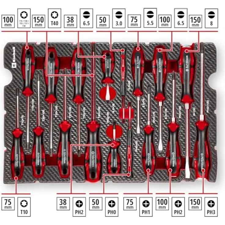 Einhell Pad Schraubendreher Set 17-tlg., Schlagkappe, chromvanadium, E-Case-System, kompakte Bauform, Innenstern-Profil – Bild 3
