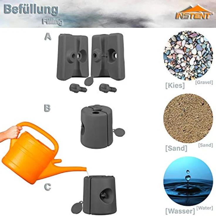 4er Set Fußgewichte Standfüße für Pavillon grau - Instent – Bild 6