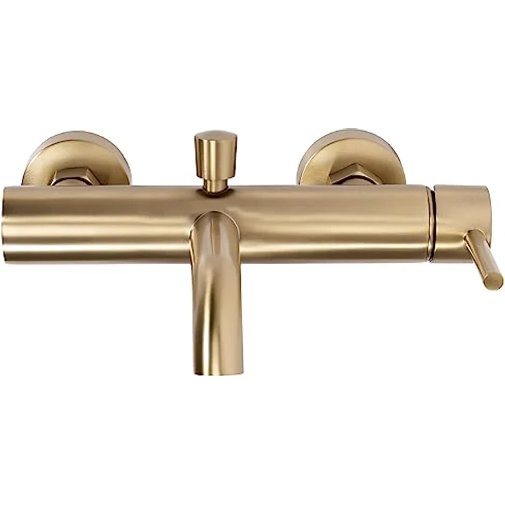 Rea Lungo Badewannenarmatur, gebürstetes Gold mit Messing-Handbrause für heißes und kaltes Wasser, wandmontierbar, 190 mm Auslaufreichweite – Bild 3
