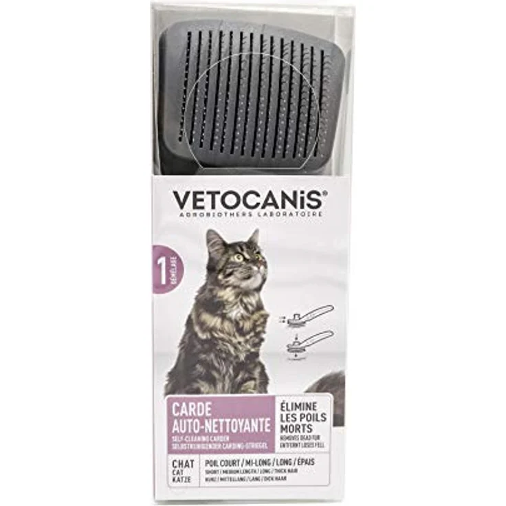 Vetocanis Katzenbürste, einziehbar, selbstreinigend, 0,16301 kg – Bild 2