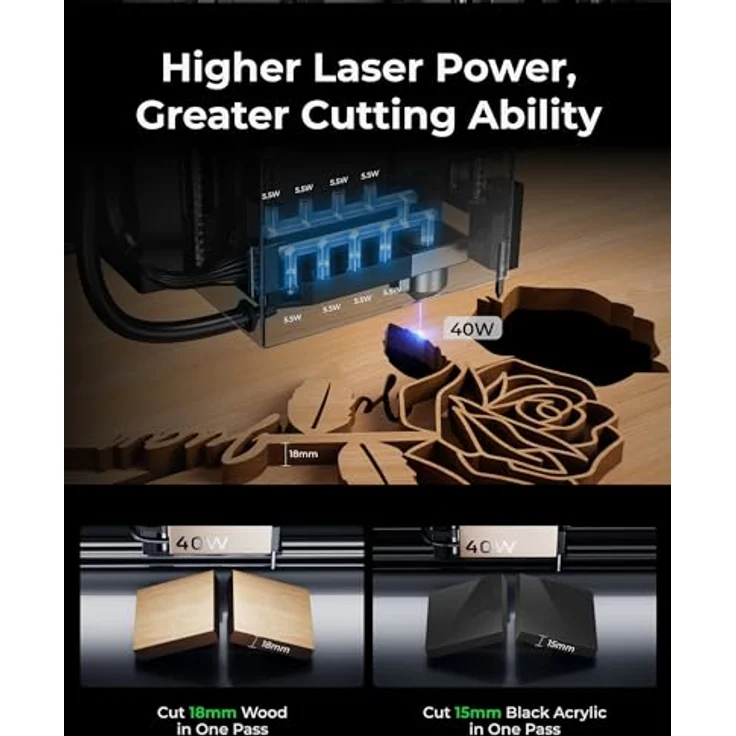 xTool S1 40W laser graviermaschine, geschlossene Sicherheit, Zwei Punkt Positionierung, Autofokus, 600mm/s Geschwindigkeit, 498 * 333mm Arbeitsbereich für Metall, Holz, Leder, Acryl und Tumbler – Bild 4