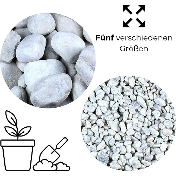 Zierkies 25 kg 7-15 mm Aquarium Carrara Weiß Garten Kies Marmor Gabion Steinteppich – Bild 3