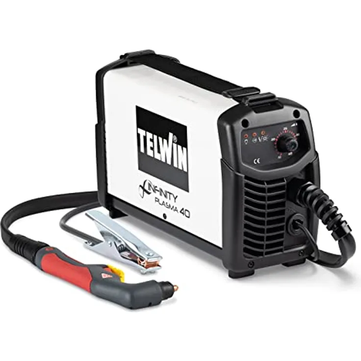 Telwin Infinity Plasma 40, Inverter-Druckluft-Plasmaschneider mit PH Brenner, 15 mm Schnittstärke, 7 kg leicht, automatische Brennerkühlung