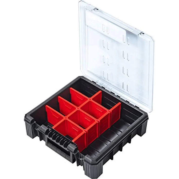 ADB Kleinteilemagazin Sortimentskasten HD 400, Organizer mit 11 Fächern, schwarz/rot, 389x400x110 mm – Bild 3