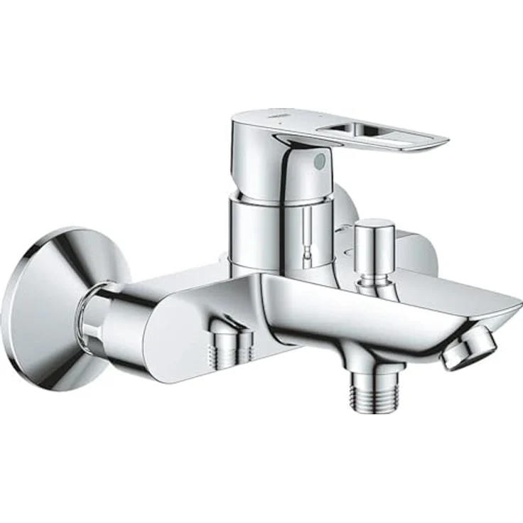 GROHE BauLoop 1-Loch-Einhand-Wannenbatterie mit Temperaturbegrenzer, Wandmontage, Chrom, S-Anschlüsse, GROHE SmoothControl 35 mm Keramikkartusche – Bild 2