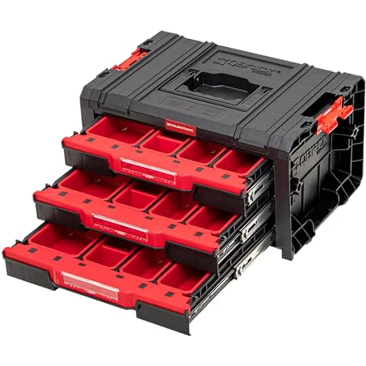 Tool Brothers RHINO Drawer 3 ECO Organize+, stapelbarer Werkzeugkoffer mit 3 Schubladen und 21 Fächern, IP54, 450 x 310 x 244 mm, aus recyceltem Kunststoff – Bild 2