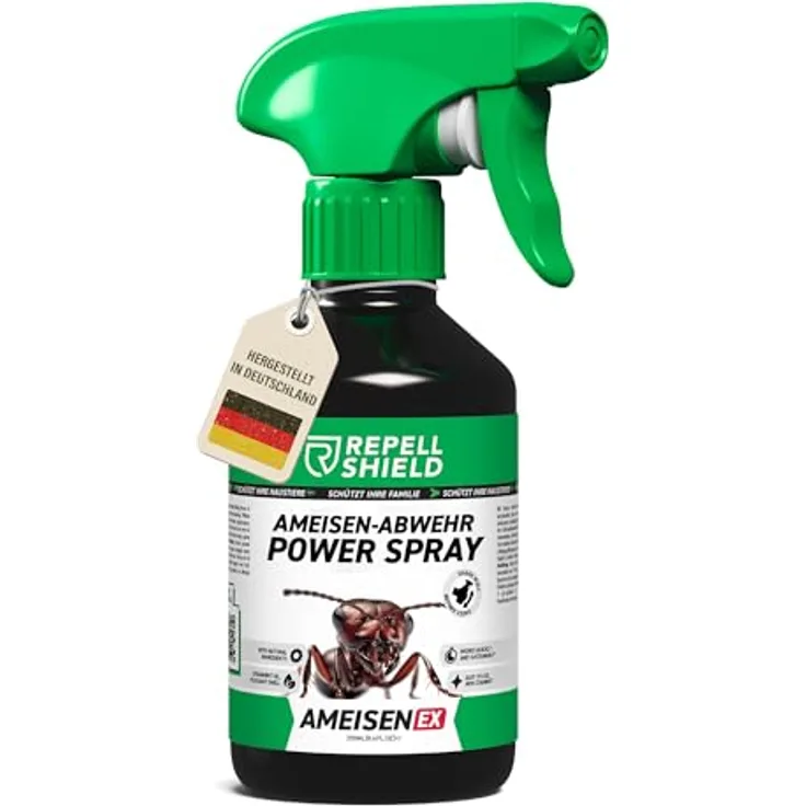 RepellShield® Geraniol Ameisenspray für Innenräume & Außen, 250ml - Naturprodukt mit ätherischen Ölen und Zitrusduft, rückstandsfrei und sicher für Familie & Haustiere