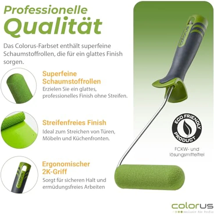 10 x Colorus Lackwalze superfein PLUS | Lackierwalze 11 cm beidseitig rund | Lackwalze-Schaumstoff für wasserbasierte, leicht lösemittelhaltige Lacke – Bild 3