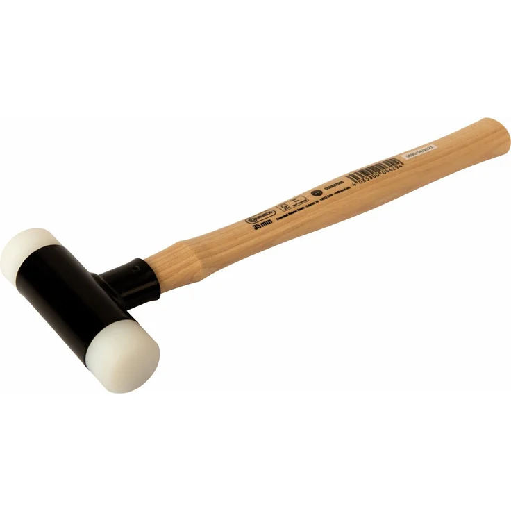 Connex Gummihammer COX627035, Ø 35 mm, 400 g, rückschlagsfreier Nylon-Schonhammer mit Hickorystiel